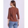 imageAllegra K Womens Vintage Polka Dots 34 Sleeve Button Front V Neck Casual Office Blouse TopBrown