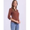imageAllegra K Womens Vintage Polka Dots 34 Sleeve Button Front V Neck Casual Office Blouse TopBrown