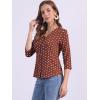 imageAllegra K Womens Vintage Polka Dots 34 Sleeve Button Front V Neck Casual Office Blouse TopBrown
