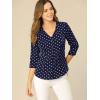 imageAllegra K Womens Vintage Polka Dots 34 Sleeve Button Front V Neck Casual Office Blouse TopDark Blue