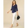 imageAllegra K Womens Vintage Polka Dots 34 Sleeve Button Front V Neck Casual Office Blouse TopDark Blue