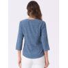 imageAllegra K Womens Vintage Polka Dots 34 Sleeve Button Front V Neck Casual Office Blouse TopDenim Blue