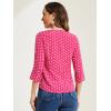 imageAllegra K Womens Vintage Polka Dots 34 Sleeve Button Front V Neck Casual Office Blouse TopHot Pink