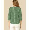 imageAllegra K Womens Vintage Polka Dots 34 Sleeve Button Front V Neck Casual Office Blouse TopOlive Green