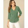 imageAllegra K Womens Vintage Polka Dots 34 Sleeve Button Front V Neck Casual Office Blouse TopOlive Green