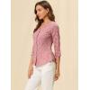 imageAllegra K Womens Vintage Polka Dots 34 Sleeve Button Front V Neck Casual Office Blouse TopPink
