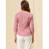 imageAllegra K Womens Vintage Polka Dots 34 Sleeve Button Front V Neck Casual Office Blouse TopPink