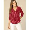 imageAllegra K Womens Vintage Polka Dots 34 Sleeve Button Front V Neck Casual Office Blouse TopRed