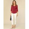 imageAllegra K Womens Vintage Polka Dots 34 Sleeve Button Front V Neck Casual Office Blouse TopRed