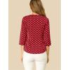 imageAllegra K Womens Vintage Polka Dots 34 Sleeve Button Front V Neck Casual Office Blouse TopRed