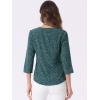 imageAllegra K Womens Vintage Polka Dots 34 Sleeve Button Front V Neck Casual Office Blouse TopTeal Green