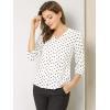 imageAllegra K Womens Vintage Polka Dots 34 Sleeve Button Front V Neck Casual Office Blouse TopWhite