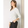 imageAllegra K Womens Vintage Polka Dots 34 Sleeve Button Front V Neck Casual Office Blouse TopWhite