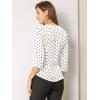 imageAllegra K Womens Vintage Polka Dots 34 Sleeve Button Front V Neck Casual Office Blouse TopWhite