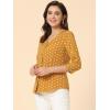 imageAllegra K Womens Vintage Polka Dots 34 Sleeve Button Front V Neck Casual Office Blouse TopYellow