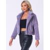 imageAllegra K Womens Winter Wedding Faux Fur Bolero Jacket Loose Formal Faux Fur CoatGrey Purple