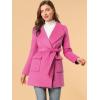 imageAllegra K Womens Winter Wrap Coat Turndwon Collar Long Sleeve Tie Belt Coat with PocketsFuchsia