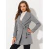 imageAllegra K Womens Winter Wrap Coat Turndwon Collar Long Sleeve Tie Belt Coat with PocketsGray
