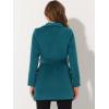 imageAllegra K Womens Winter Wrap Coat Turndwon Collar Long Sleeve Tie Belt Coat with PocketsPeacock Blue