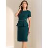 imageAllegra K Womens Work Sheath Dresses Crewneck Pencil Business Peplum DressBlue Green