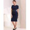 imageAllegra K Womens Work Sheath Dresses Crewneck Pencil Business Peplum DressDark Blue