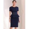 imageAllegra K Womens Work Sheath Dresses Crewneck Pencil Business Peplum DressDark Blue