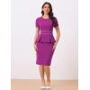 imageAllegra K Womens Work Sheath Dresses Crewneck Pencil Business Peplum DressPurple