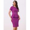 imageAllegra K Womens Work Sheath Dresses Crewneck Pencil Business Peplum DressPurple