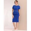 imageAllegra K Womens Work Sheath Dresses Crewneck Pencil Business Peplum DressRoyal Blue