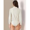imageAllegra K Work Body Suits for Women Office Button Down Shirt Collared Long Sleeves Bodysuit TopBeige