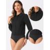 imageAllegra K Work Body Suits for Women Office Button Down Shirt Collared Long Sleeves Bodysuit TopBlack