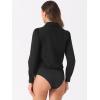 imageAllegra K Work Body Suits for Women Office Button Down Shirt Collared Long Sleeves Bodysuit TopBlack