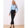 imageAllegra K Work Body Suits for Women Office Button Down Shirt Collared Long Sleeves Bodysuit TopLight Blue