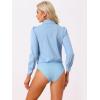 imageAllegra K Work Body Suits for Women Office Button Down Shirt Collared Long Sleeves Bodysuit TopLight Blue