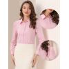 imageAllegra K Work Body Suits for Women Office Button Down Shirt Collared Long Sleeves Bodysuit TopPink