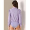 imageAllegra K Work Body Suits for Women Office Button Down Shirt Collared Long Sleeves Bodysuit TopPurple