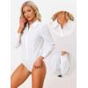 imageAllegra K Work Body Suits for Women Office Button Down Shirt Collared Long Sleeves Bodysuit TopWhite
