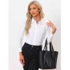 imageAllegra K Work Body Suits for Women Office Button Down Shirt Collared Long Sleeves Bodysuit TopWhite