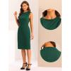 imageAllegra K Work Dress for Womens Crew Neck Business Casual Knee Length Sleeveless Sheath DressesDark Green