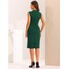 imageAllegra K Work Dress for Womens Crew Neck Business Casual Knee Length Sleeveless Sheath DressesDark Green