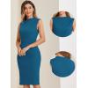 imageAllegra K Work Dress for Womens Crew Neck Business Casual Knee Length Sleeveless Sheath DressesPeacock Blue