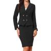 imageAllegra K 2 Pieces Skirt Suit Sets for Womens Business Notched Lapel Double Breasted Blazer Office Pencil Skirt OutfitsBlack