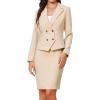 imageAllegra K 2 Pieces Skirt Suit Sets for Womens Business Notched Lapel Double Breasted Blazer Office Pencil Skirt OutfitsKhaki