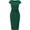 imageAllegra K Business Casual Dress for Womens Cap Sleeve Boat Neck Belted Pencil DressDark Green