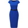 imageAllegra K Business Casual Dress for Womens Cap Sleeve Boat Neck Belted Pencil DressRoyal Blue