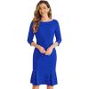 imageAllegra K Business Elegant Funeral Dresses for Womens Boat Neck 34 Sleeve Pleated Modest Midi DressRoyal Blue
