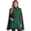 imageAllegra K Cape Coats for Womens Winter Vintage Slit Sleeve Double Breasted Cloak CoatDark Green