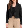 imageAllegra K Cropped Blazer for Women Notched Collar Long Sleeve Suit Jacket Business Casual BlazersBlack