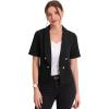 imageAllegra K Cropped Blazers for Women Summer Short Sleeve Open Front Jackets Blazer for Work CasualBlack