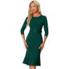 imageAllegra K Elegant Sheath Dress for Womens Casual Work Belt Sllit Hem Fishtail DressesDark Green